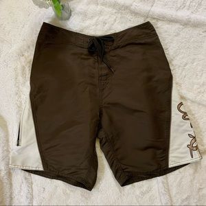 O’Neill Men’s Board Shorts Lace/Velcro Close Name Graphics Browns Sz M